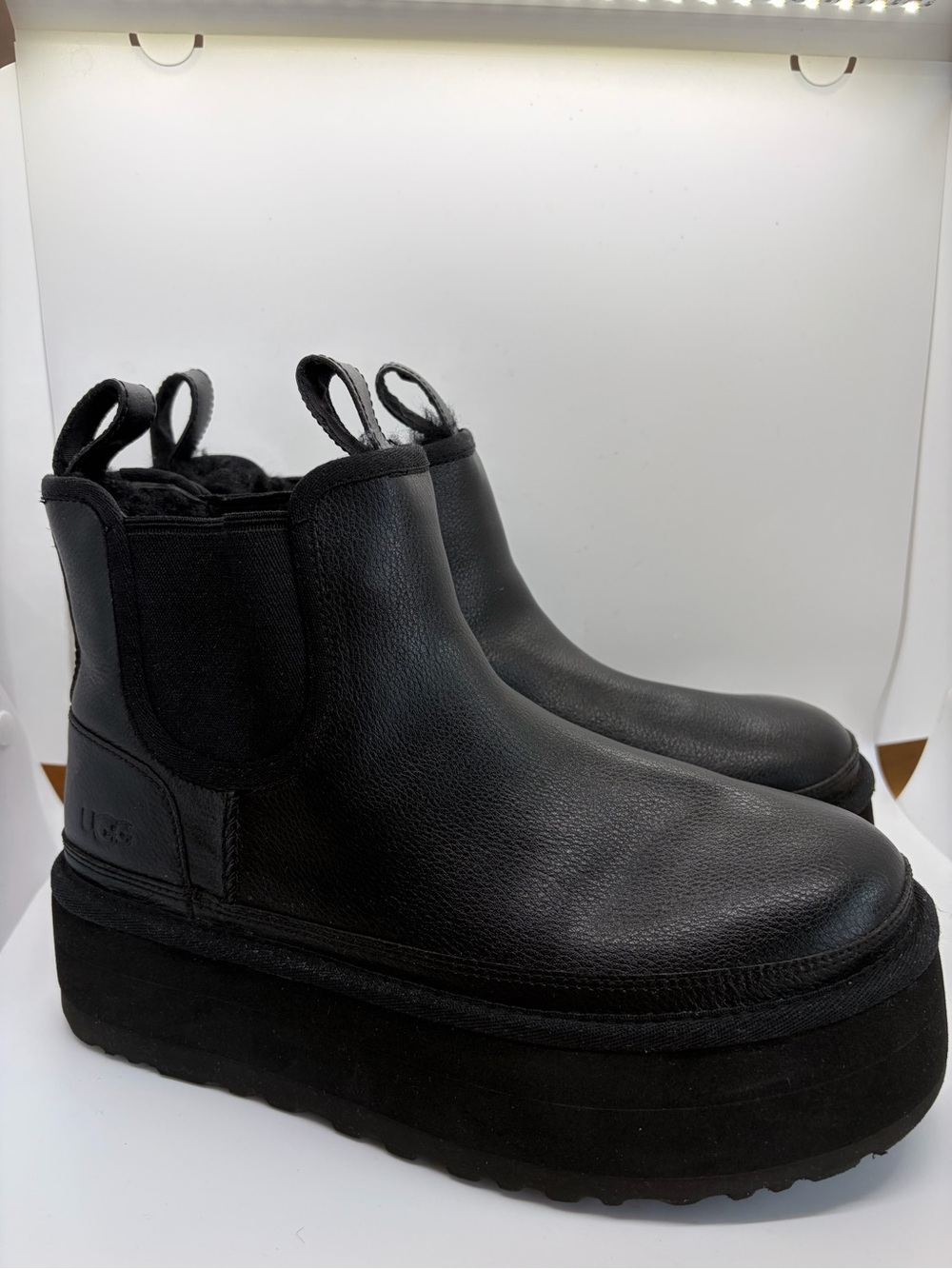 UGG Neumel Black Platform Chelsea Boots 8